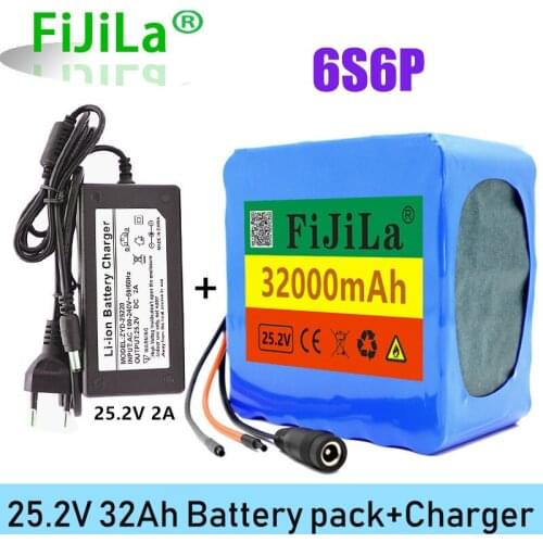 24V 32000mAh 6S6P 18650 li-ion battery pack 25.2v 32000mAh electric bicycle moped /electric/lithium ion battery pack+2A charger