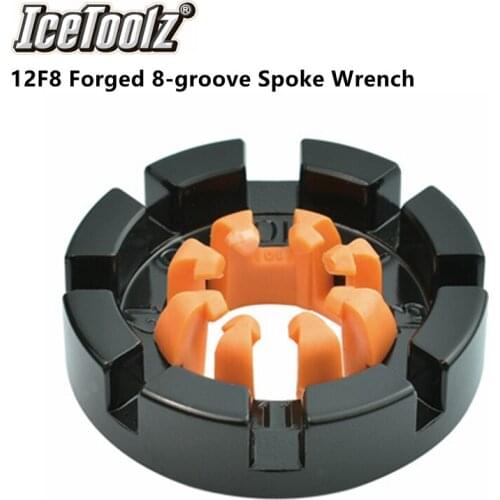 IceToolz 12F8 Forged 8-groove spoke wrench, 10-15G, Cr-Mo steel