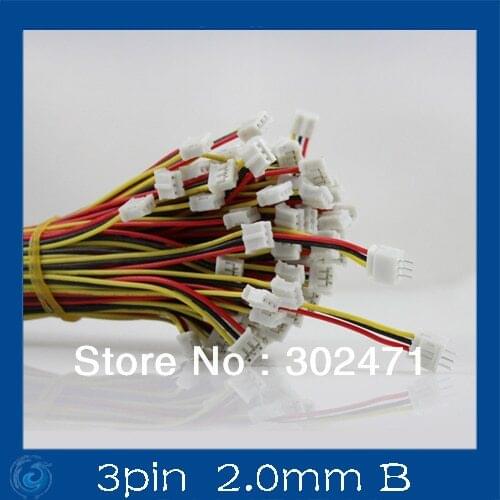 Mini. Micro JST 2.0mm T-1 3-Pin Connector w/.Wire x 10 sets.3pin 2.0mm B
