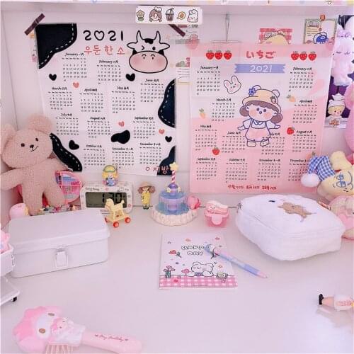 Cartoon cute girl Hanging Cloth 2021 Calendar Tapestry Fabric Home Wall Hanging Decorative Blanket 40*37cm