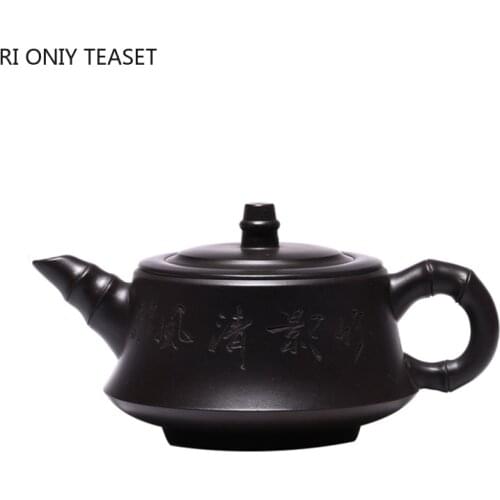 210ml Yixing Purple Clay Teapots Raw Ore Black Mud Hand Painted Tea Pot Zisha Tea Set Customized Gifts Household Drinkware