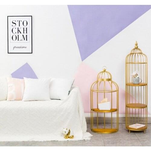 Wall-Mounted Shelves Storage Display Organizer Metal Bird Cage Shape Simple Holder, Vintage Rustic Wire Metal Storage Rack