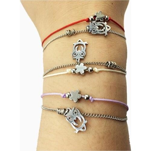 New Boho Style Couple Smart Cute Charm Animal Owl Shape Pendant Braided Rope knitting Handemade Sexy Bracelet Women Bracelets