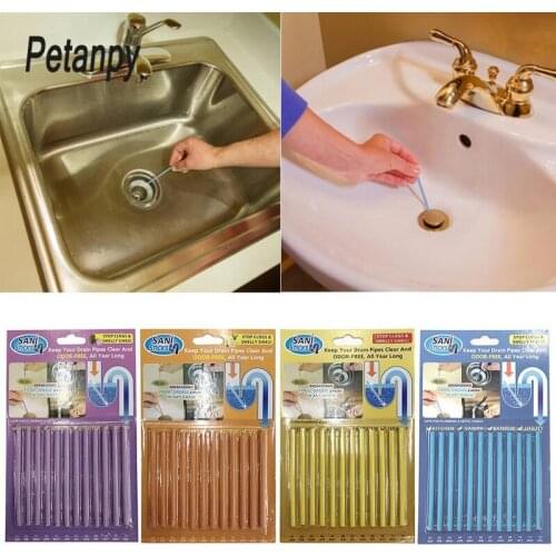 12Pc/set Cleaing Sticks Drain Cleaner Sewer Cleaning Rod Home Cleaning Essential Tools Kitchen Sink Filt Household Cleaning