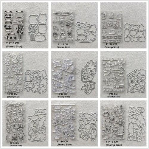 2021 New Animals Rabbit Clear Stamps and Metal Cutting Dies Girls DIY Scrapbooking Embossing Album Seal Template Punch Stencils