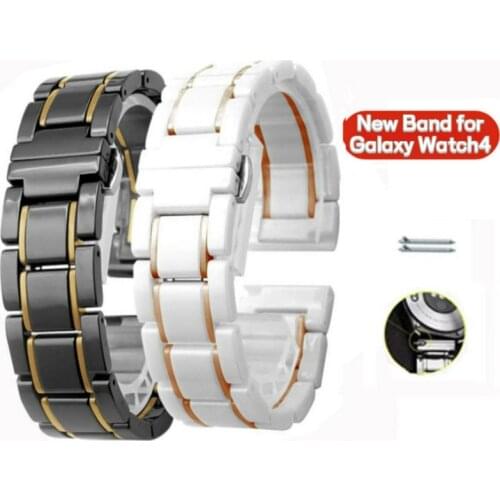 Ceramic Band for Samsung Galaxy Watch 4 40/44mm Watch4 Classic 42/46mm Quick Release Strap with Butterfly Buckle Watch Bracetet