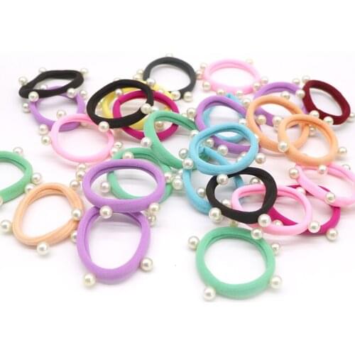 10Pcs Fashion Women Pearls Elastic Hair Band Hair Accessories for Girls Ponytail Holder Towel Ring Headwear Multicolor Tie Gum