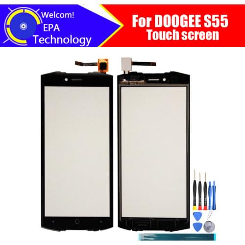 5.5 inch DOOGEE S55 Touch Screen Glass 100% Guarantee Original New Glass Panel Touch Screen For DOOGEE S55 + tools+Adhesive