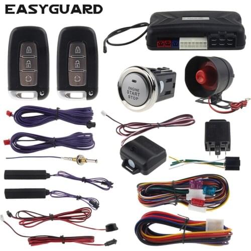 EASYGUARD PKE start stop keyless entry system car alarm system suto remote central lock kit push start system vibration alarm