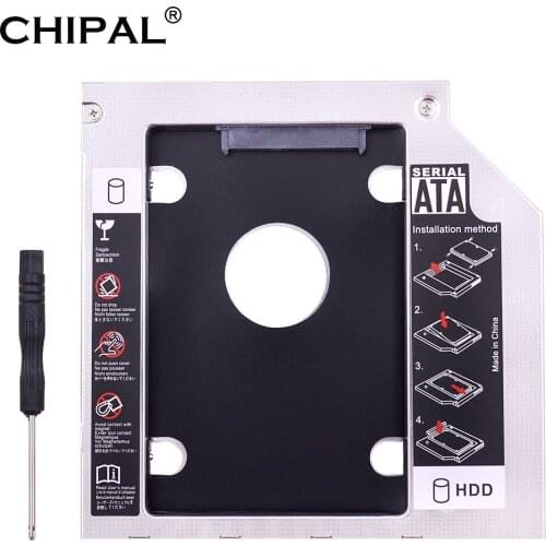 CHIPAL Universal Aluminum 2nd HDD Caddy 9.5mm for 2.5 Inch 2TB SATA 3.0 SSD Case Hard Disk Drive Bay for Notebook DVD CD ROM