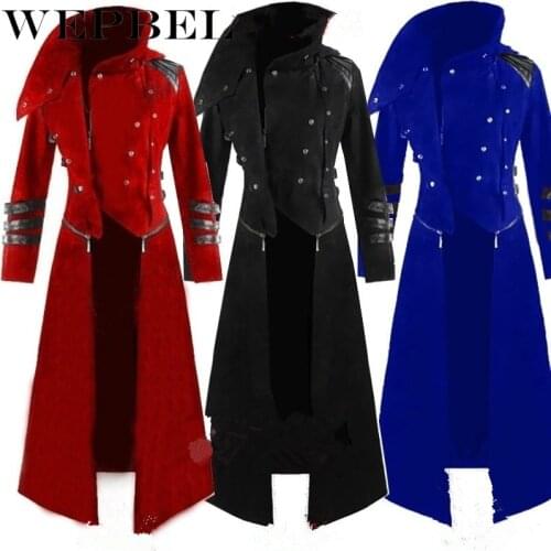 WEPBEL New Scorpion Mens Coat Long Jacket Gothic Steampunk Hooded Trench Steampunk Jacket