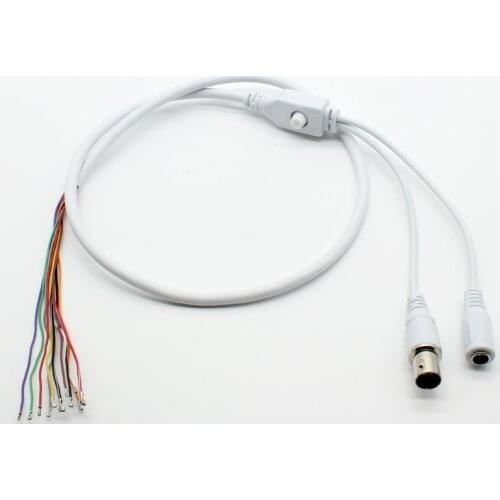 10pcs 80cm BNC Video DC12V Power OSD Control Pigtail Cable Analog CCTV Camera Module Board Menu Button end cable