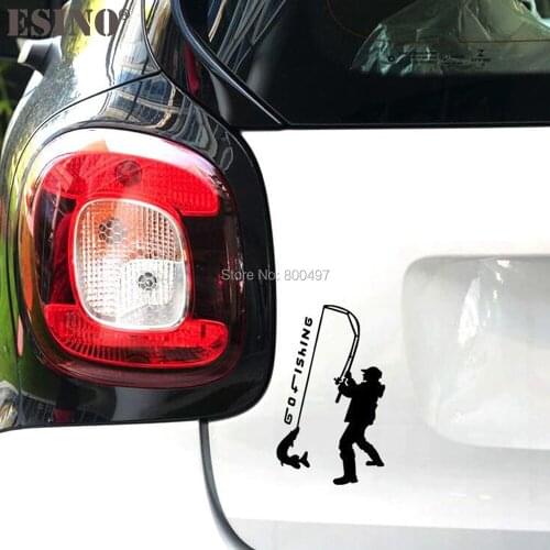10 x Newest Fashion Creative Cartoon Car Covers Outdoors Activities Fishing with a Big Fish Car Sticker Auto Decal Car Accessory
