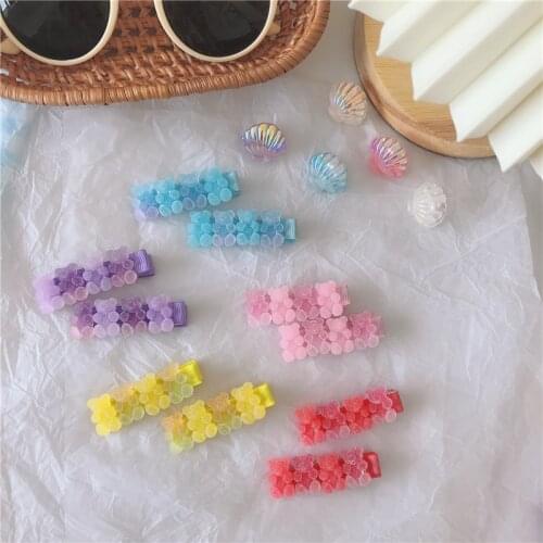 2PCS Gummy Bear Multicolor Super Beauty Hairpin Bound Girl Heart and Western Style with Clip Sugar Bear Hair Accessories