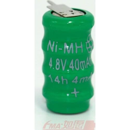 3x Ni-MH Button Rechargeable Battery 4.8V 40MAH w/tabs For PLC Data backup power