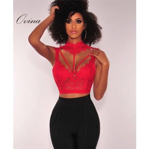 4 Color Sexy Tank Tops Sleeveless Lace Rayon Bandage Tops Ladies Tops Summer