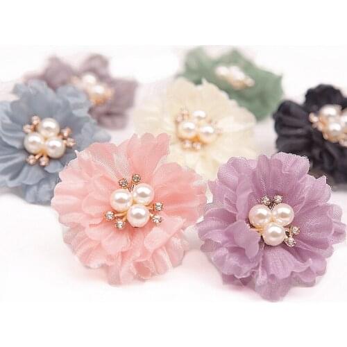 4Pcs 3D Flowers Patch Applique Lace Trim Fabric DIY Wedding Dress Flowers Hat Hair Veil Clothes Headwear Decoration HD021