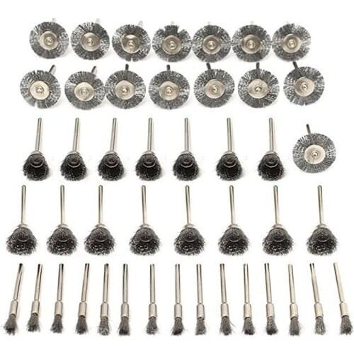 45pcs/lot Steel Wire Brushes Polishing Wheel Brush for Tools Mini Brushed Burr Welding Metal Surface Pretreatment Grinder Tool