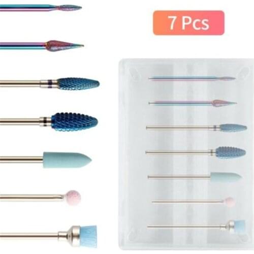 7Pcs Nail Drill Bits Heads Grinding Set Electric Nail Drill Kit Nail Files Manicure Pedicure Set Nail Art Polish Tool