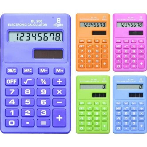 8 Digits Portable Calculator Reliable ABS Pocket Size Handheld Calculator Office Supplies Orange Pink Green
