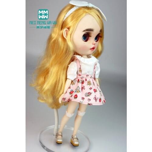 Fits Blyth Azone OB23 OB24 Doll clothes accessoreis Fashion white shirt, strawberry strap skirt Girls gift
