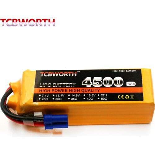 TCBWORTH Batteries 6S 22.2V 4500mAh 25C 35C 60C RC Drone LiPo Battery Burst 50C 70C 120C For RC Airplane Quadrotor Helicopter