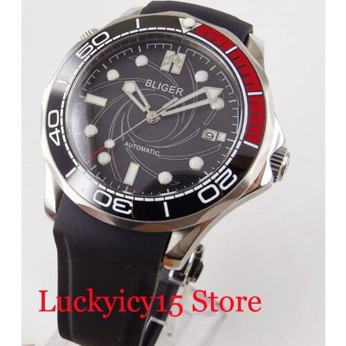 BLIGER Brand Mechanical Men Watch Sapphire Glass MIYOTA Movement Rubber Band Rotating Bezel