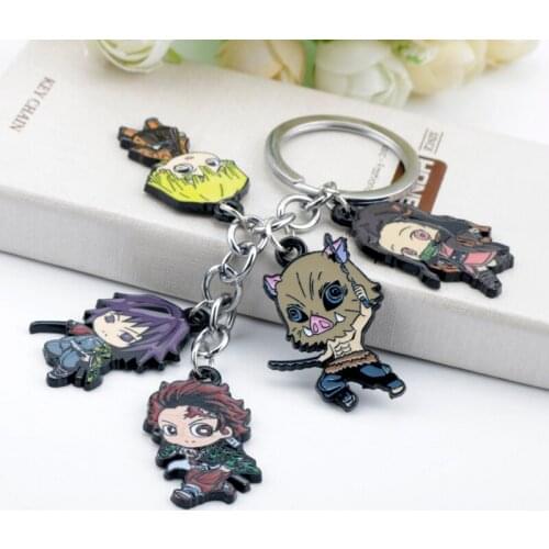 Japan Anime Demon Slayer Kamado Tanjirou Keychains Caroon Stove Door Tanjiro Keychain Jewelry Gift For Friends Kids