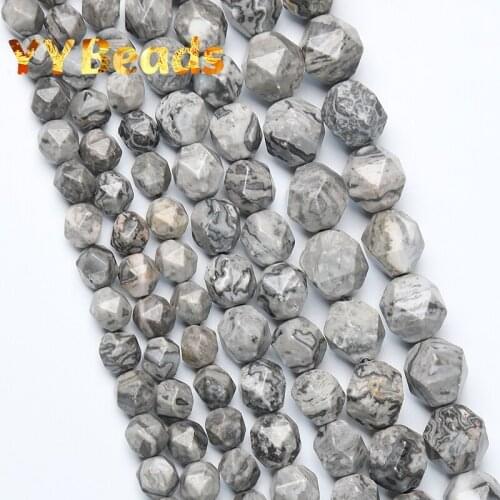 6 8 10mm Natural Faceted Map Jaspers Stone Beads Smooth Spacer Beads For Jewelry Making DIY Luxury Charms Bracelets 15" Strand