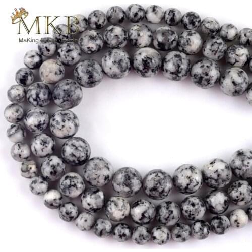 Natural Stone Black White Stone Round Beads Spacer Loose Beads For Jewelry Making 6mm8mm10mm Diy Bracelet Jewellery 15"Wholasale
