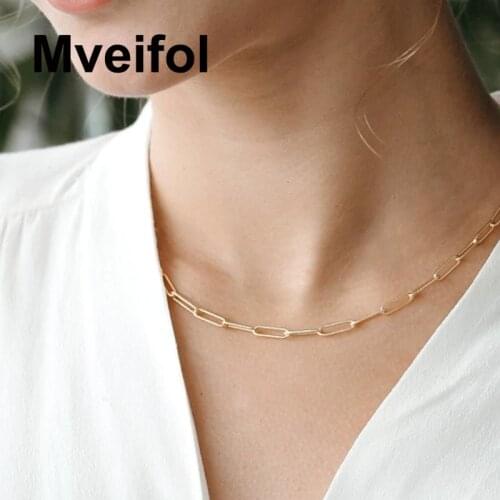 Mveifol Stainless Steel Paper Clip Link Chain Necklace for Women Paperclip Choker Necklace Stainless Steel Jewelry