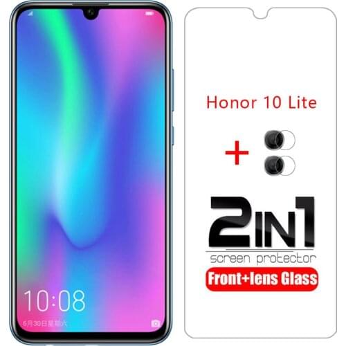 Case on honor 10 lite cover screen protector tempered glass camera lens film for huawei 10lite 10 light protective phone coque