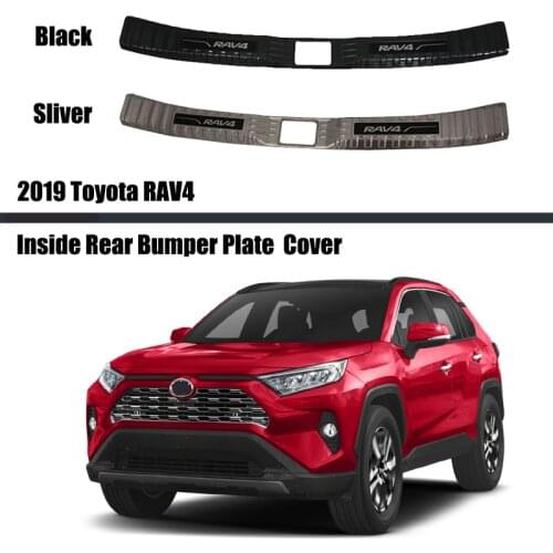 For Toyota RAV4 2019 2020 2021 Stainless Built In Rear Bumper Sill Carbon Fiber Inner Rear Boot Trunk Bumper Car Accessories