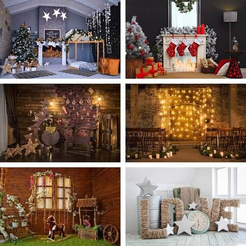 Mehofon Interior Room Christmas Photography Background Fireplace Gifts Bear Kid Baby Shower Birthday Party Backdrop Photo Studio