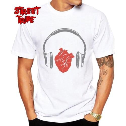 Listen to Your Heart Print T-Shirt Fashion Casual Fitness Cool O-neck Mens T Shirt Cotton Short Sleeve Men Clothing
