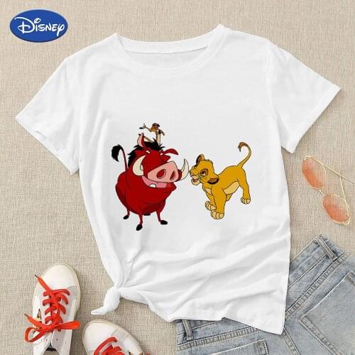 Lion King Simba Timon Pumbaa Best Friends Forever Tshirt Summer Top Streetwear Hip Hop T-Shirt Femme Punk Disney Adventure Time