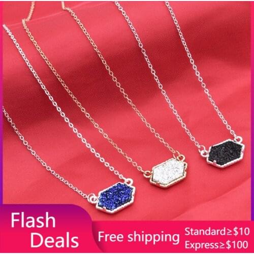 Hot Druzy Drusy Necklace Fashion Oval Resin Kallaite Howlite Necklace Gold Plated Brand Jewelry for Women Girls