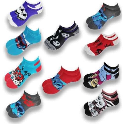 Cartoon Cartoon Cotton Boat Socks for Men and Women Popular Elements Patterns Personality Creativity Fashion and Comfortable