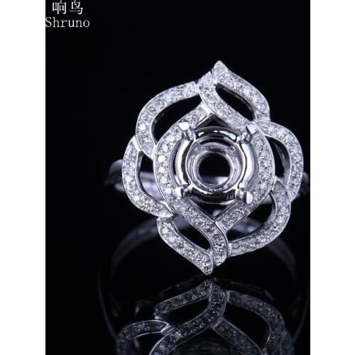 Sterling Silver 925 Oval 7x5mm Genuine Natural Diamonds Semi Mount Engagement Wedding Ring Women Trendy Vintage Fine Jewelry