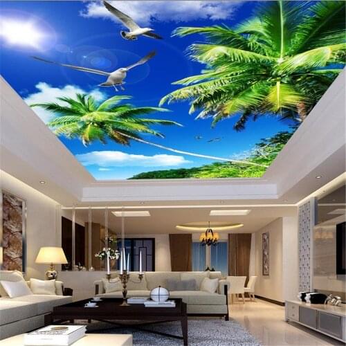 Beautiful scenery wallpapers Blue sky white clouds ceiling mural 3d ceiling murals wallpaper