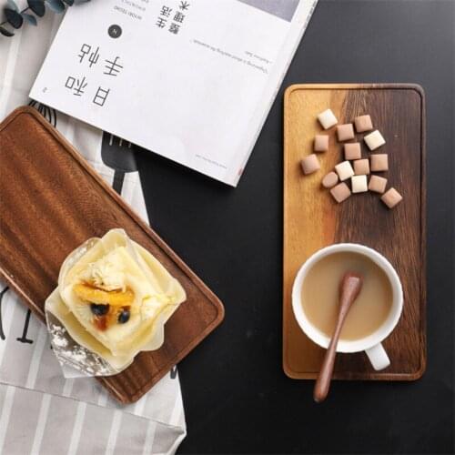 Japanese Style Creative Simple Rectangle Wooden Tea Fruit Tray Hotel Table Serving Plate Snacks Food Storage Dish Tableware