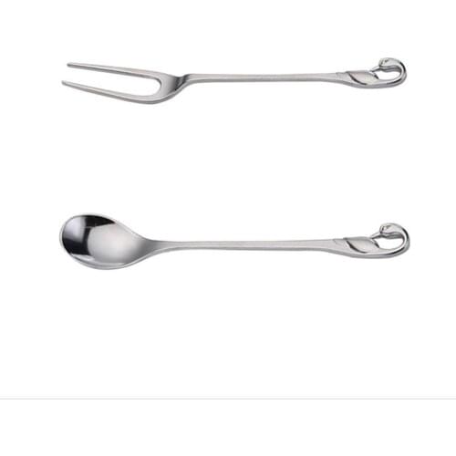 1 Pieces Zinc Alloy Fruit Fork Coffee Spoon Home Kitchen Western Tableware Two Tooth Fruit Cake Salad Fork Tableware