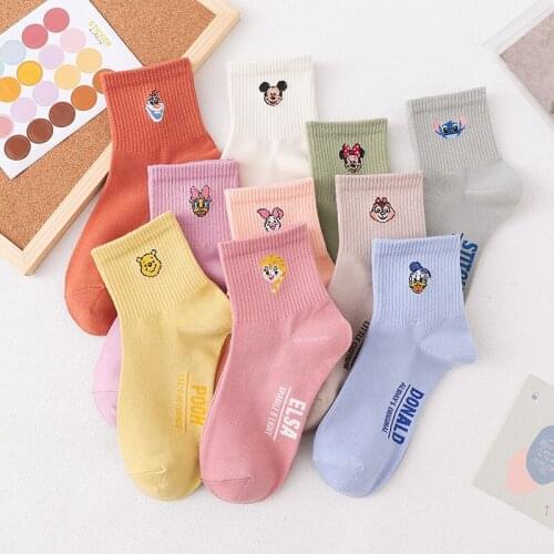 2021 Hot Sale 1 Pair Fashion Disney Women Socks harajuku Socks Casual Breathable Cartoon Cotton Funny socks kawaii cute socks
