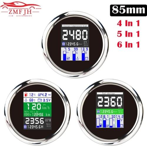 Waterproof TFT Screen 85mm Multi-functional Gauge Meter Digital GPS Speedometer Water Temp Oil Pressure 0~10Bar With Alarm