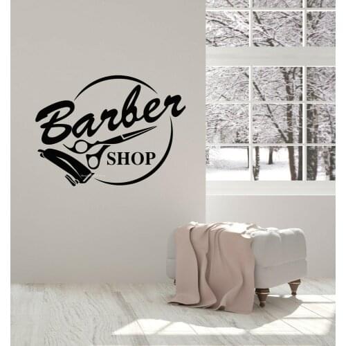 Barber Shop Wall Sticker scissors Electric clippers Tools Hair Salon Fashion Vinyl Mural Hair Style Window Sign Poster DG065