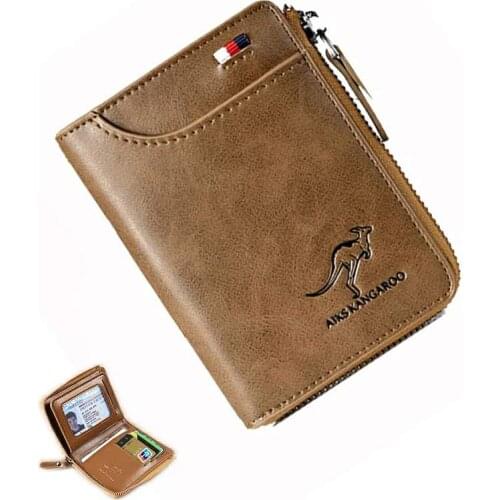 2020 New Brand Men Wallets Genuine Leather Vintage Male Small Zipper Purse Wallet with ID Credit Card Holder Money Coin Bag 12