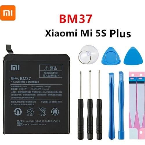 Xiao mi 100% Orginal BM37 3800mAh Battery For Xiaomi Mi 5S Plus MI5S Plus BM37 High Quality Phone Replacement Batteries +Tools