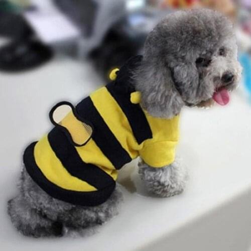 Bee Pet Puppy Coat Apparel Outfit Fleece Clothes Dog Cat Hoodie Fancy Costume Halloween Cosplay Sweater Dog Hoodies