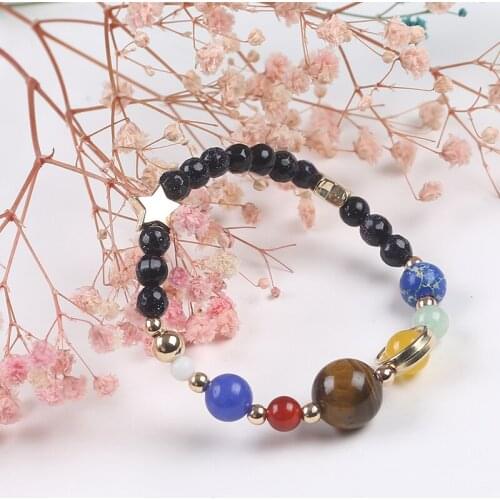 Vogue Universe Solar System Braided Bracelet Gemstone Pop Unisex Bangle For Couple