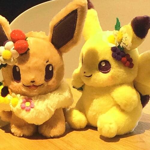 Authentic Pokemon anime game 2pcs Pikachu&Eievuis Easter Eevee Plush Doll Stuffed Toy Limited Plush Doll Toy